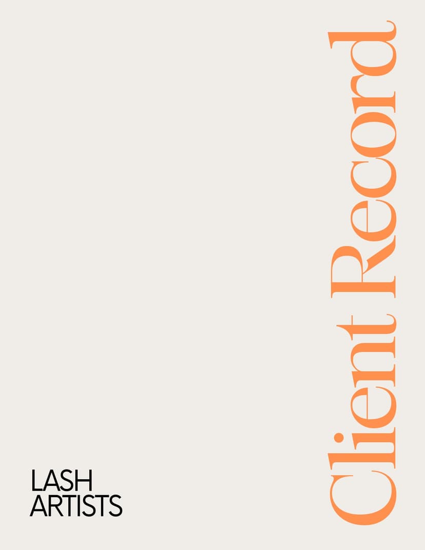Classic Free Lash Client Record Form (Printable PDF) preview, printable PDF