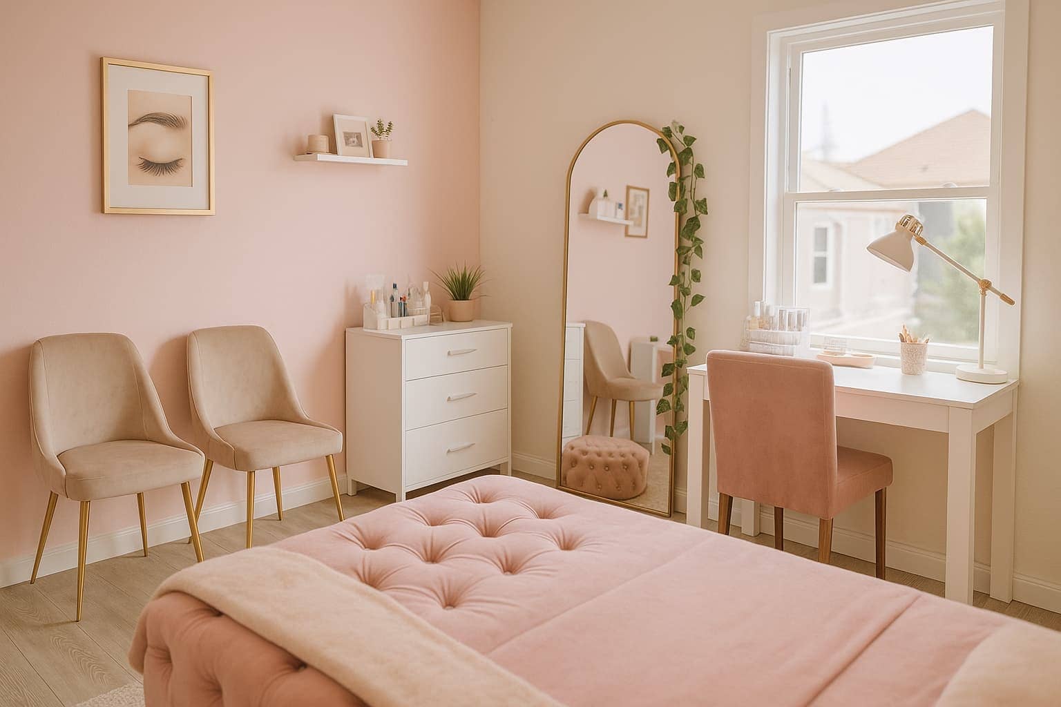 Personalized lash studio booking profile styled with SuiteCal branding