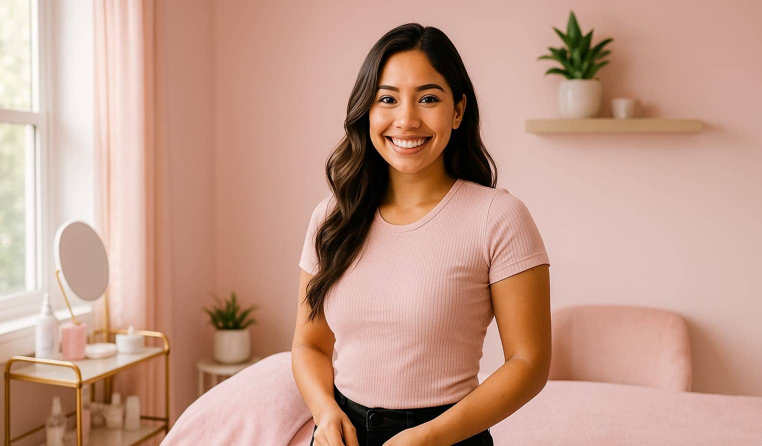 Lash tech branding visuals inside SuiteCal booking page