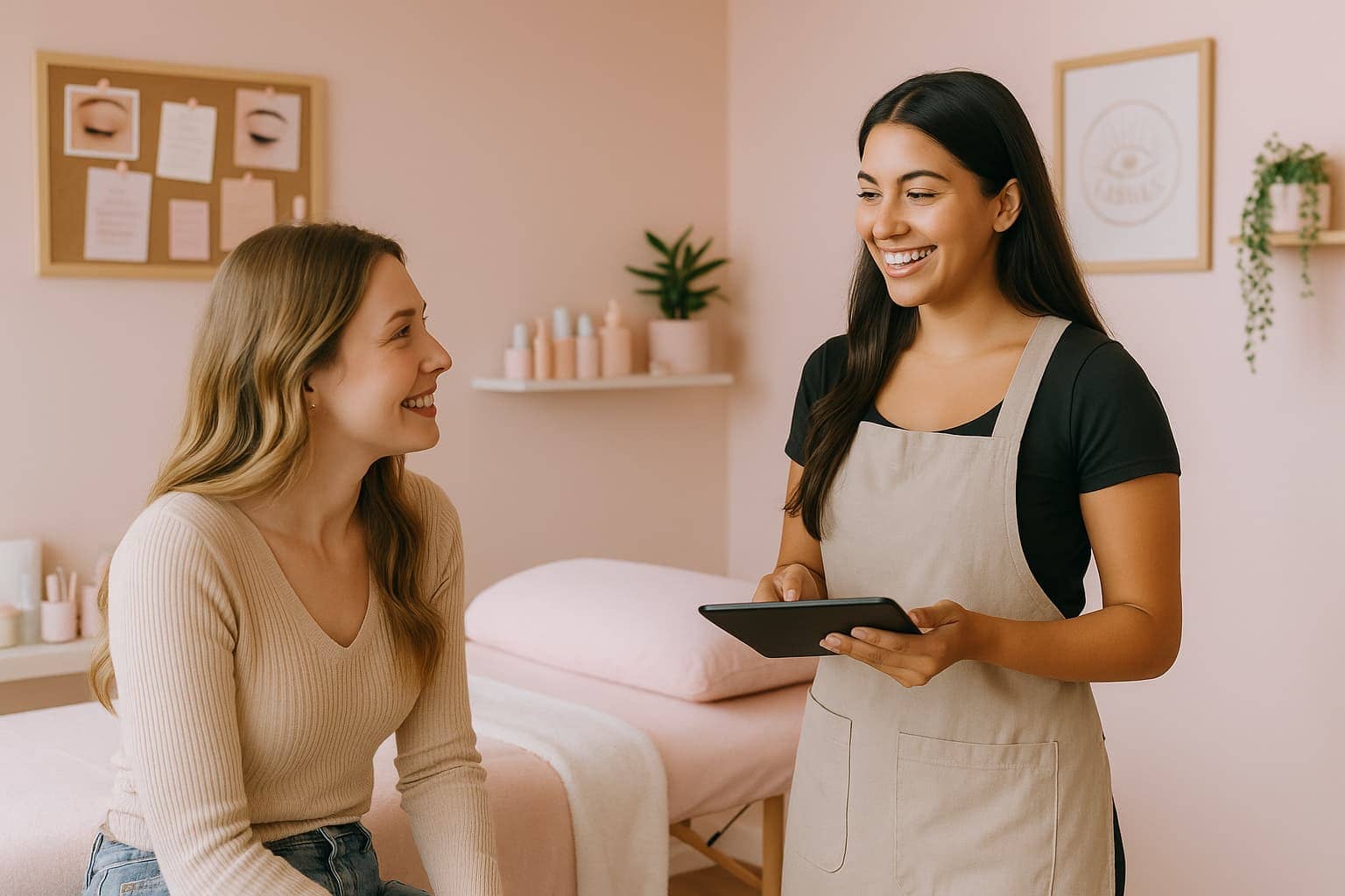 Client booking flow for lash appointments in SuiteCal