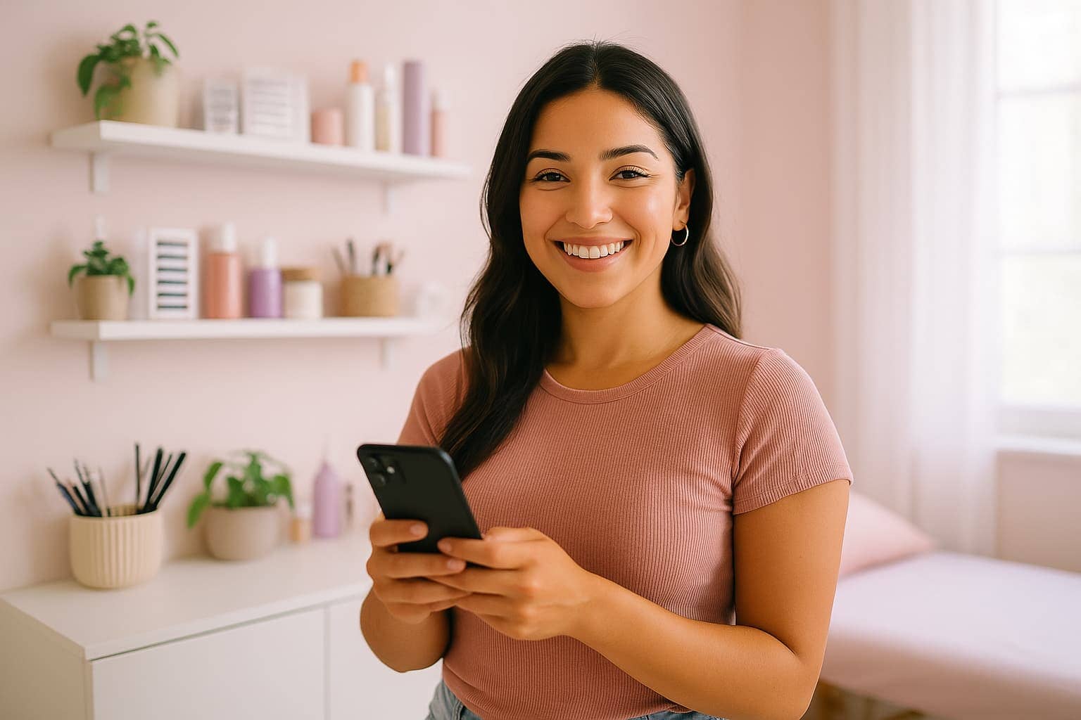 Lash tech setting up services and availability in SuiteCal