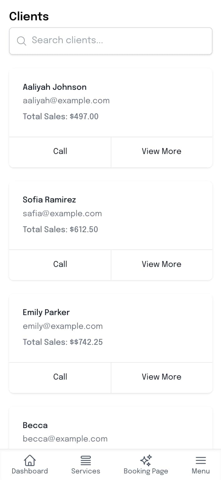 Lash client listing dashboard